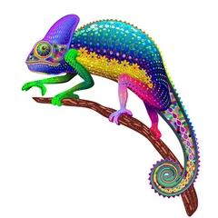 Foto auf Acrylglas Zeichnung Chamäleon Fantasy Regenbogenfarben