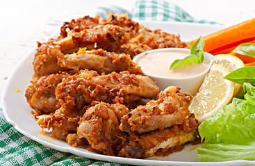 Chicken wings with parmesan cheese in the oven