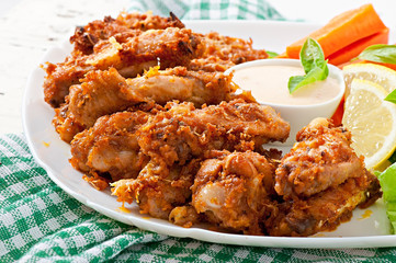 Chicken wings with parmesan cheese in the oven