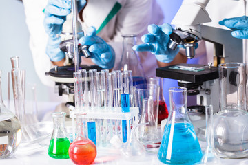 Fototapeta premium scientists in the chemical laboratory
