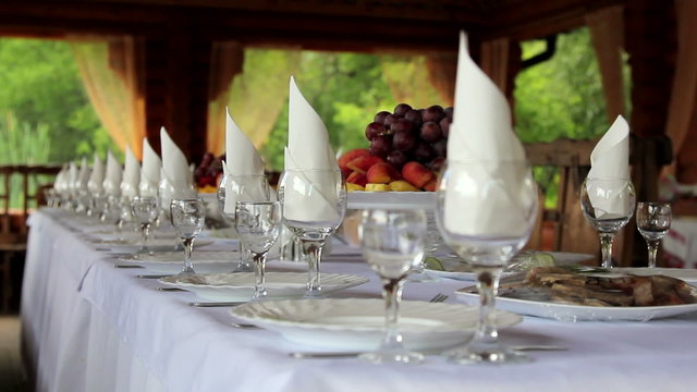 Beautifully served festive table.Served banquet table.