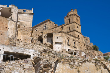 Panoramic view of Craco. Basilicata. Italy.