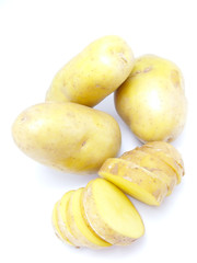 potatoes on white background