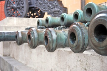 Old cannons in Moscow Kremlin. UNESCO Heritage Site.