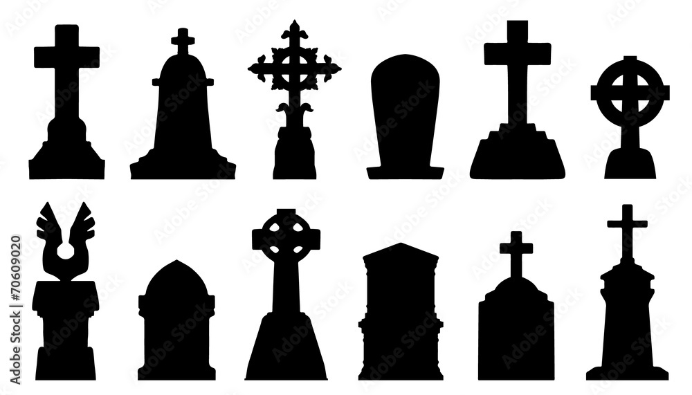 Wall mural tombstone silhouettes