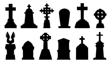 tombstone silhouettes - obrazy, fototapety, plakaty