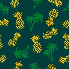 Behang Pineapples and Palms Seamless Pattern © PremiumGraphicDesign