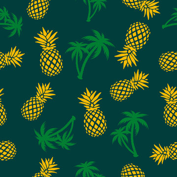 Pineapples and Palms Seamless Pattern