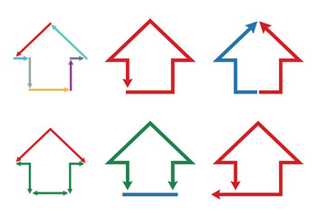 Color building and house icon set