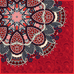 floral round pattern in ukrainian oriental ethnic style
