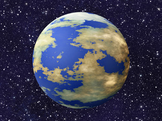 one earth planet on many cosmos stars backgrounds