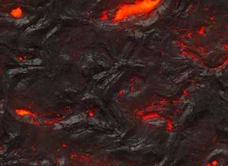 Fotobehang solidified hot lava texture of eruption volcano © Mikhail Ulyannikov