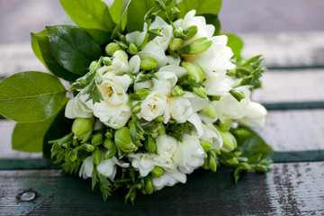 Beautiful white wedding bouquet