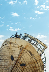 old wooden shipwreck.