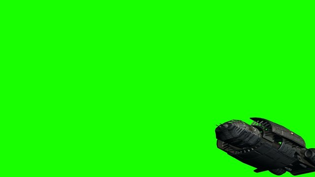 Spaceship dropship in fly  - green screen 