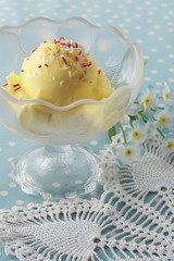 Vanilla ice cream in bowl