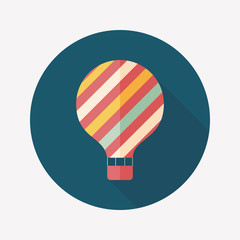 Hot Air Balloon flat icon with long shadow