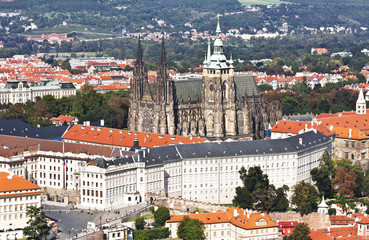 Fototapeta na wymiar The St. Vitus Cathedral. View from the top. Prague