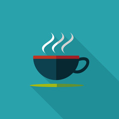 coffee flat icon with long shadow