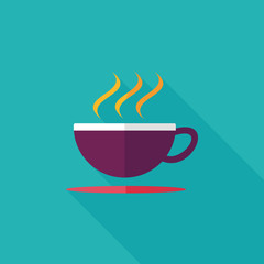 coffee flat icon with long shadow