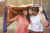 Romantic time in the rain