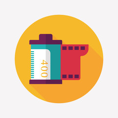 camera film, flat icon with long shadow