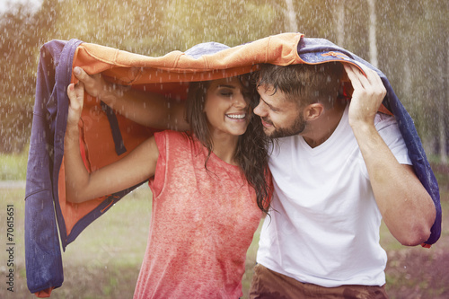 Romantic time in the rain