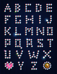 Diamond rhinestones light pixel alphabet - obrazy, fototapety, plakaty