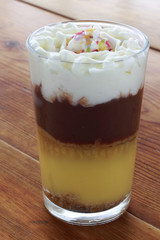 homemade custard with cream and chocolate