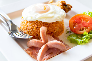 American fried rice on white dish