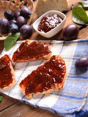 Bread with plum jam