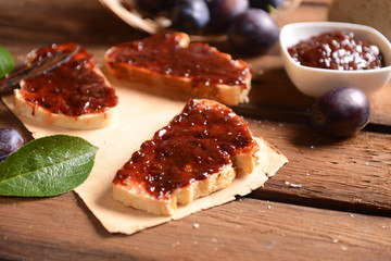 Bread with plum jam