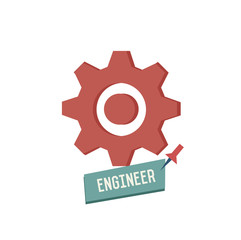 Gear symbol on white background,Retro colour concept