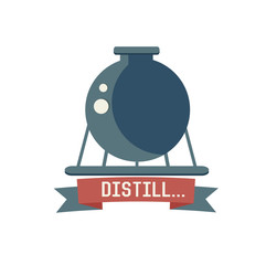 Distill symbol on white background,Retro colour concept