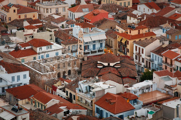 Bird eye view of Nafplio historic centre, Greece.