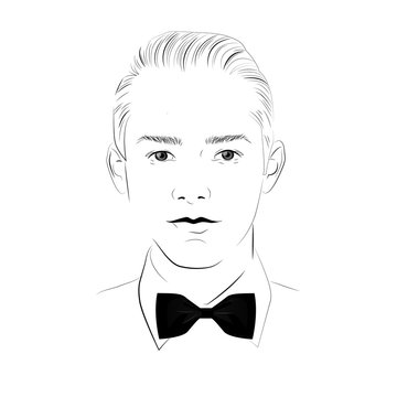 young man portrait with black bow tie clip art preview