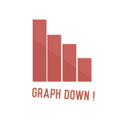 Graph down concept design,retro design on white background