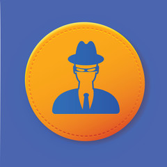 Spy symbol on button,vector