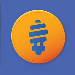 Light bulb symbol on button,vector