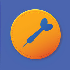 Dart symbol on yellow button,vector