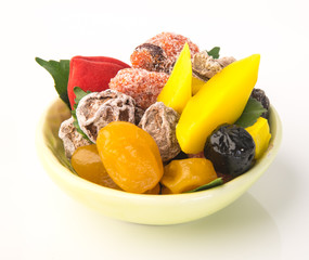 preserved fruits & Dried fruits. Food Snack on a Background
