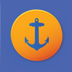 Anchor symbol on yellow button,vector