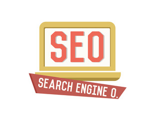 SEO symbol on white background,Retro colour concept