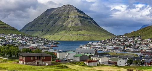 Outdoor-Kissen Klaksvik, Faroe Island,panoramic view © marcaletourneux