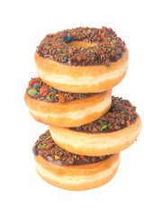 chocolate donuts on a white background