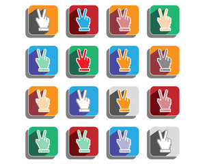 Vintage victory hand with long shadow