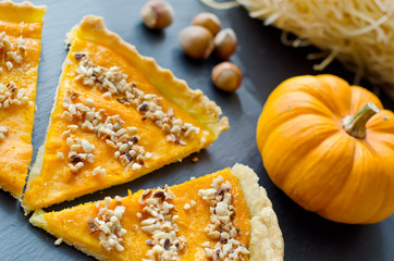 Pumpkin pie with hazelnuts healthy snack