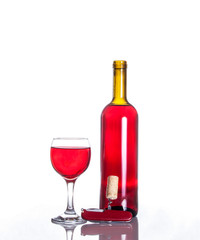 Opened wine bottle
