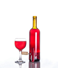 Opened wine bottle