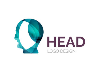 Human head logo design made of color pieces